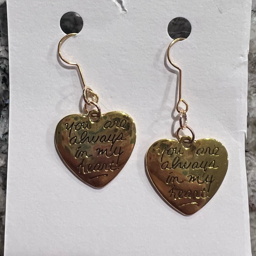 Gold Heart Drop Earrings